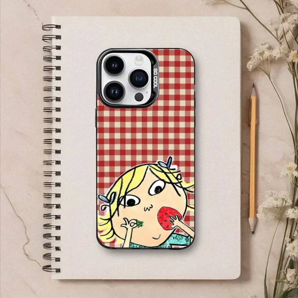 C-Charlie And L-Lola Anime  Phone Case For iPhone17,16,15,14,13,12,Pro Max Black Colorful Phone case