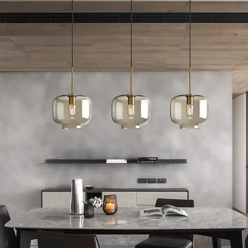 

Modern Hanging Glass Pendant Light Industrial Lustre Decor Lights Fixtures Chandeliers for Living Room Kitchen Restaurant Lamp