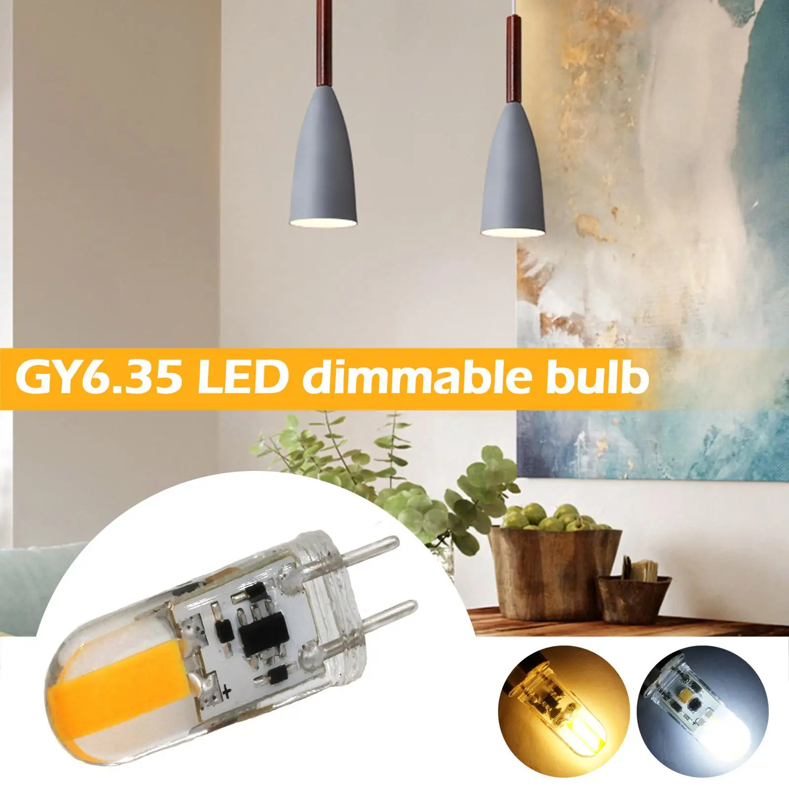 

1PCS GY6.35 2W LED Lamps AC/DC12V Corn Light Bulb Droplight COB Led Chandelier 2W White/Warm Bombillas white G6.35 Lamp F8C0