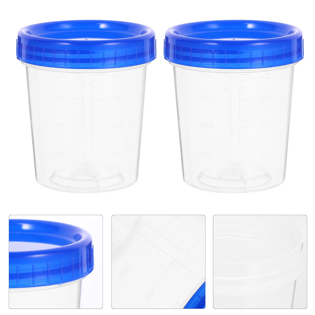 

20 Pcs Graduated Measuring Cup Cups Sample Test Pp Specimen Container with Lid Urine