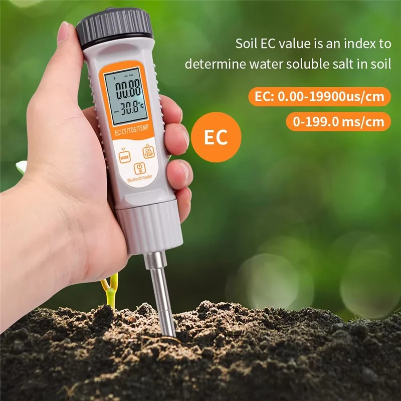 B50C Smart Tuya Soil EC Meter Bluetooth Soil Conductivity Tester Temperature TDS/CF Analyzer For Hydroponics Planting Garden