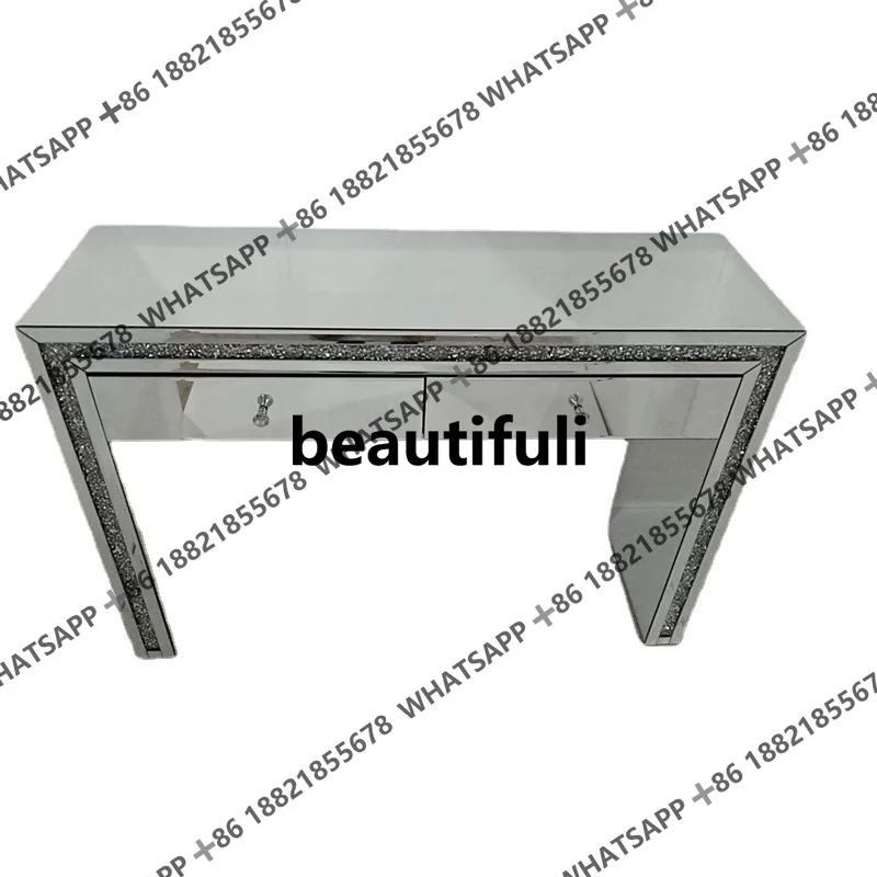 simple silver rhinestone glass double pumping entrance table dresser mirror furniture