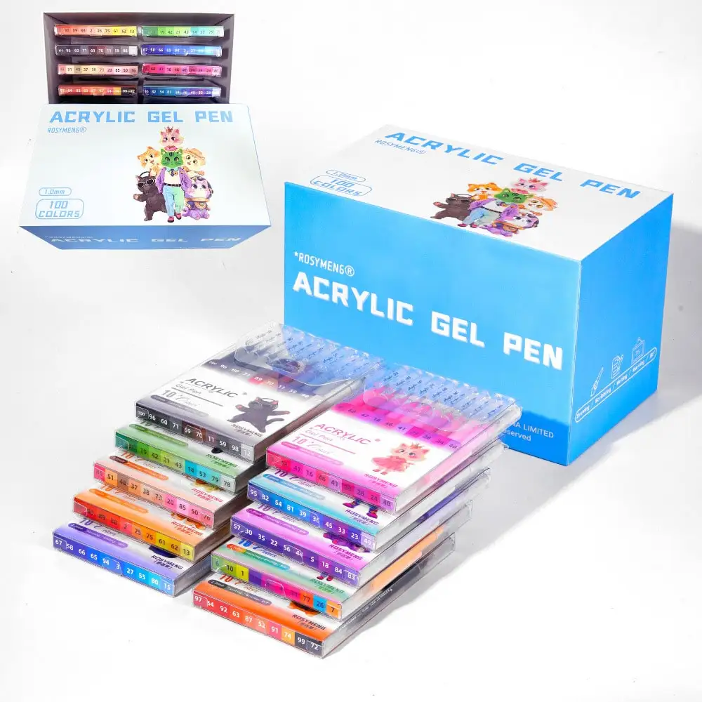 ROSYMENG 100/160 kleuren gelpennen, acrylverf handboek pennenset, meerkleurige neutrale pen, student schrijven tekenen markeerstiften