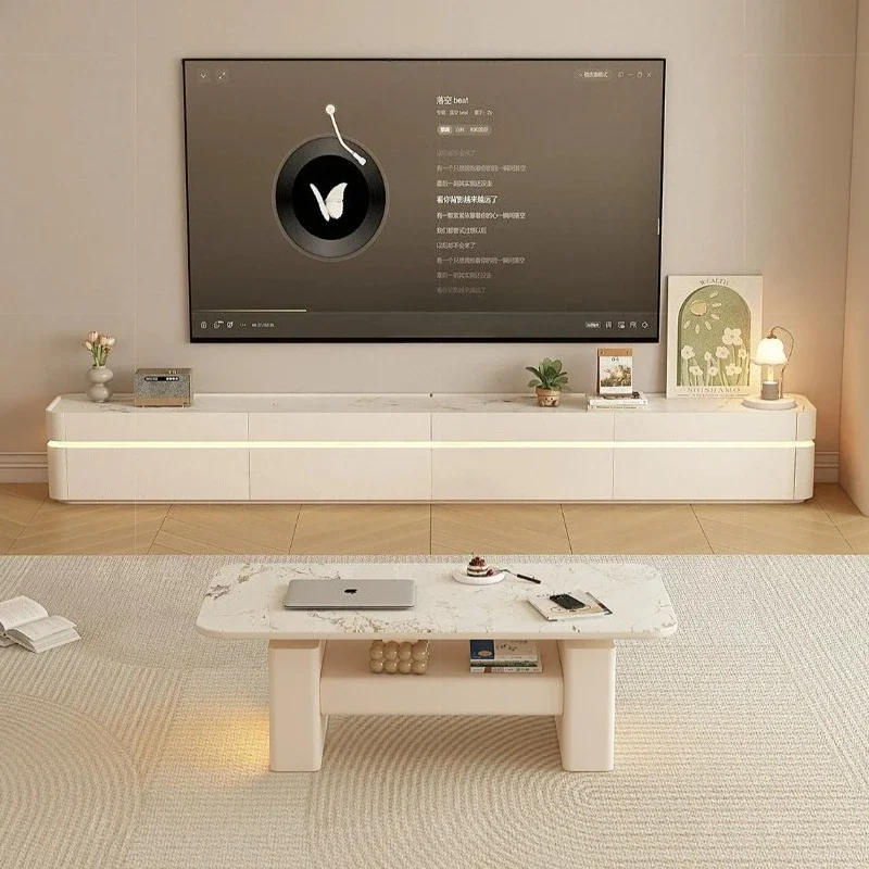 Modern Cream Style Double Rock Panel TV Cabinets 160cm 180cm 200cm 220cm 280cm 320cm 360cm 400cm Tv Stand Living Room Furniture