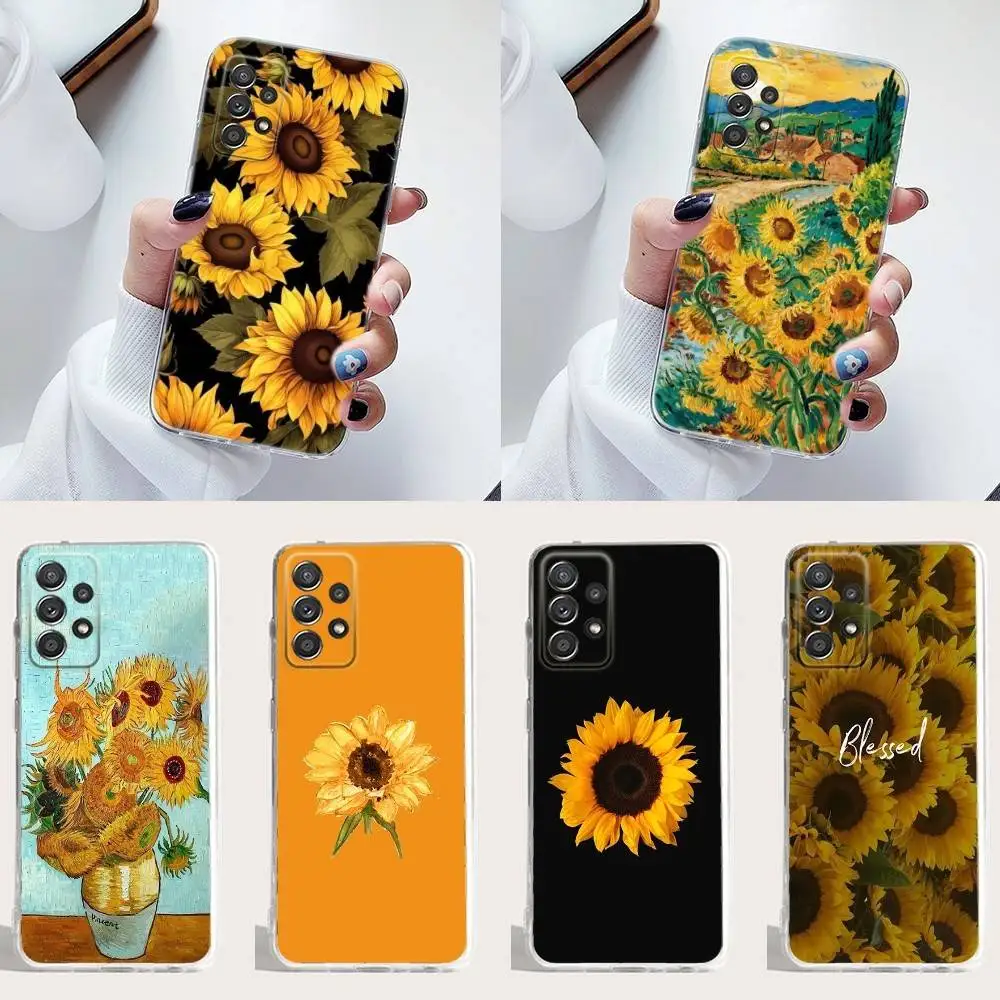 

Sunflowers Printed Matte Phone Case Silicone For Samsung S30,23,21,22,20 FE lite,S10,9,PIus Note20ultra Soft Transparent