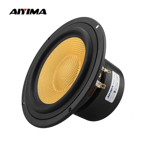 AIYIMA-altavoz de Audio de 5,25 pulgadas, columna de altavoz de graves medios de 4, 8 Ohm, 100W, cono de fibra de vidrio, cine en casa para estantería, bricolaje, 1 ud.