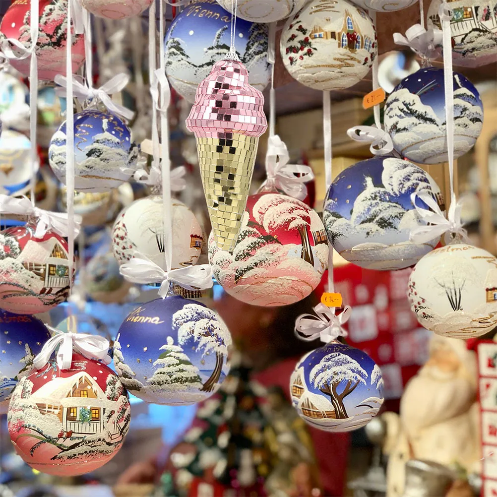 

2Pcs Ice Cream Shape Disco Ball Hanging Decorations Summer Party Room Hanging Decor Disco Ball Party Supplies Indoor Outdoor