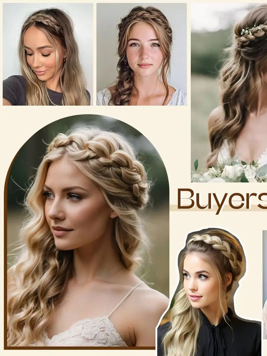 Synthetische mode gevlochten hoofdband, haarband, gevlochten kapsel, Boheemse stijl, dameshaaraccessoire/pruikdecoratie. - afbeelding 2