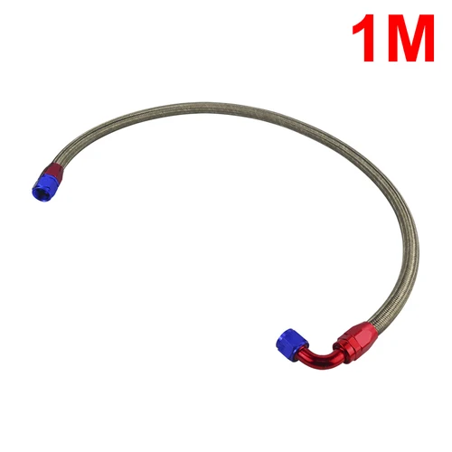 Imagen 2 del producto PQY - AN10 1M/1,2 M/1,4 M tubo de manguera de aceite trenzado de acero inoxidable con conector de extremo de manguera giratorio de 0 grados y 90 grados instalado