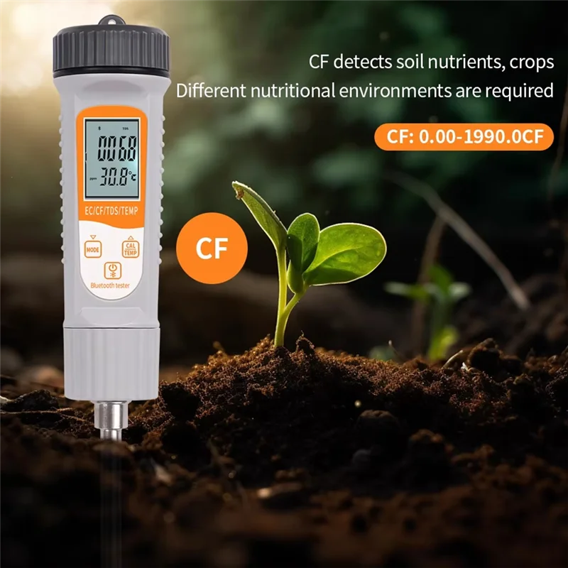 B50C Smart Tuya Soil EC Meter Bluetooth Soil Conductivity Tester Temperature TDS/CF Analyzer For Hydroponics Planting Garden