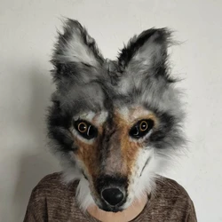 Dog Latex Mask Plush Toys Carnival Cosplay Party Props Adult Full Face Disguise Halloween Costume Funny Fur Animal Wolf Masks