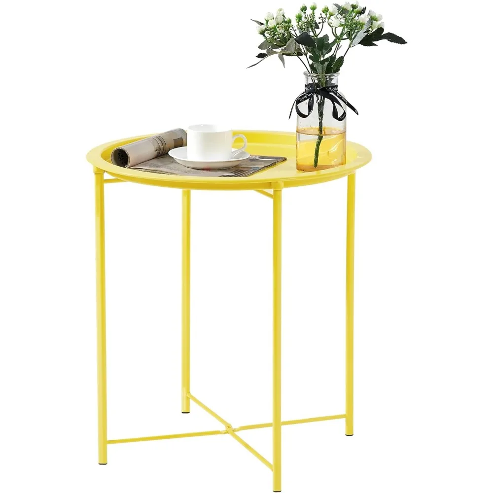 

боковой/стол, складной круглый металлический антикоррозийный и водонепроницаемый уличный или внутренний поднос для гостиной, спальни, балкона и офиса,