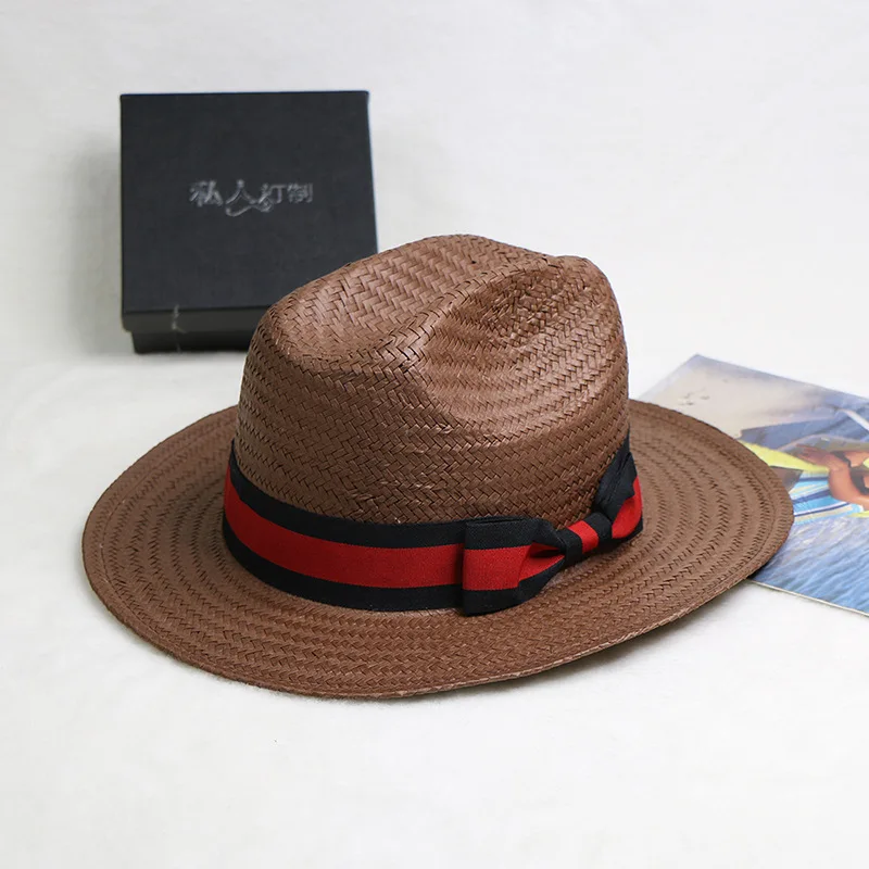 Hot Buy Hand-woven Eight-point Grass Jazz Cowboy Hat Seaside Vacation Sunshade Straw Hat Fedora Hat