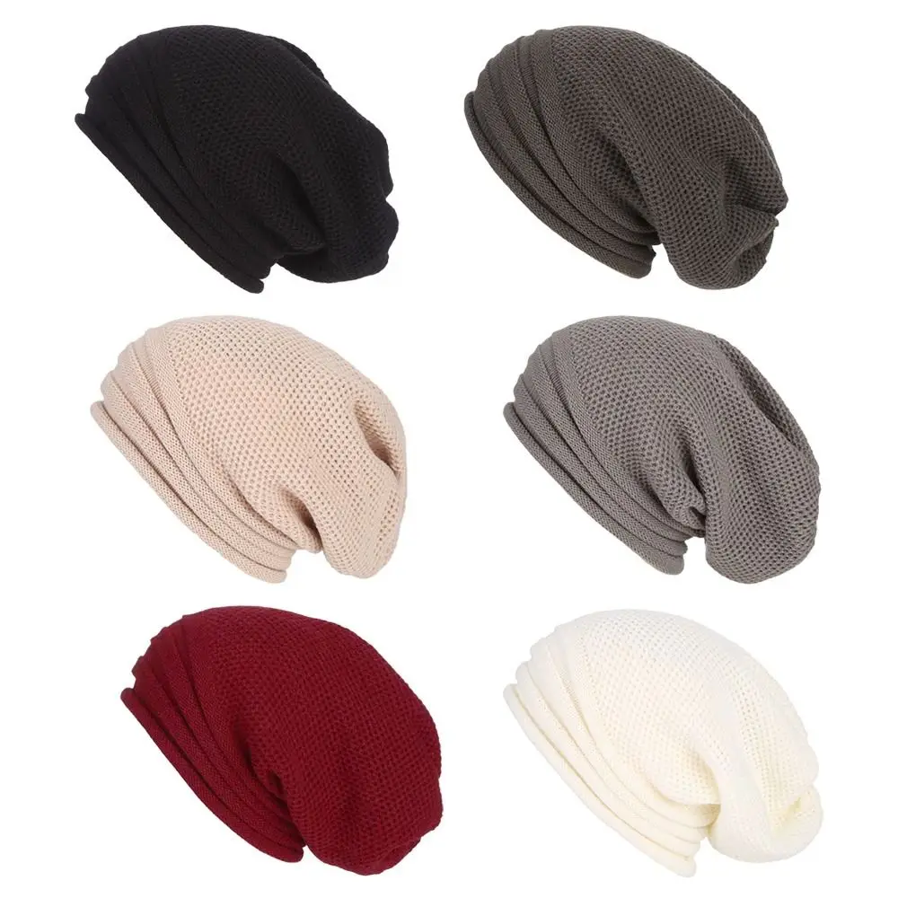 Gorro holgado de lana para hombre y mujer, gorro cálido de gran tamaño para esquiar, para invierno