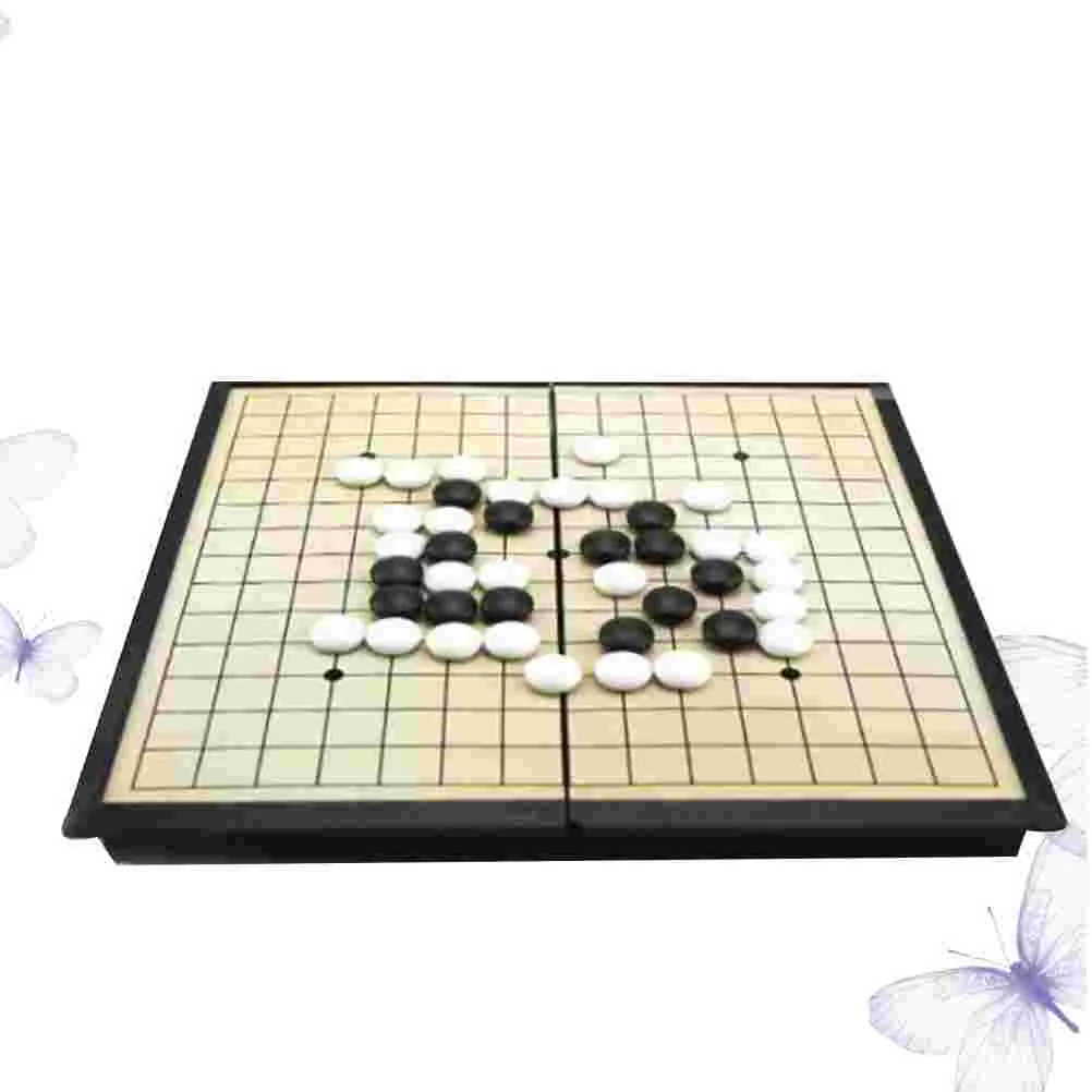 Go Set reversible Go Board magnetische Go Game Set klassische chinesische Strategie Brettspiel einzelne konvexe Steine für Kinder Erwachsene Geschenk