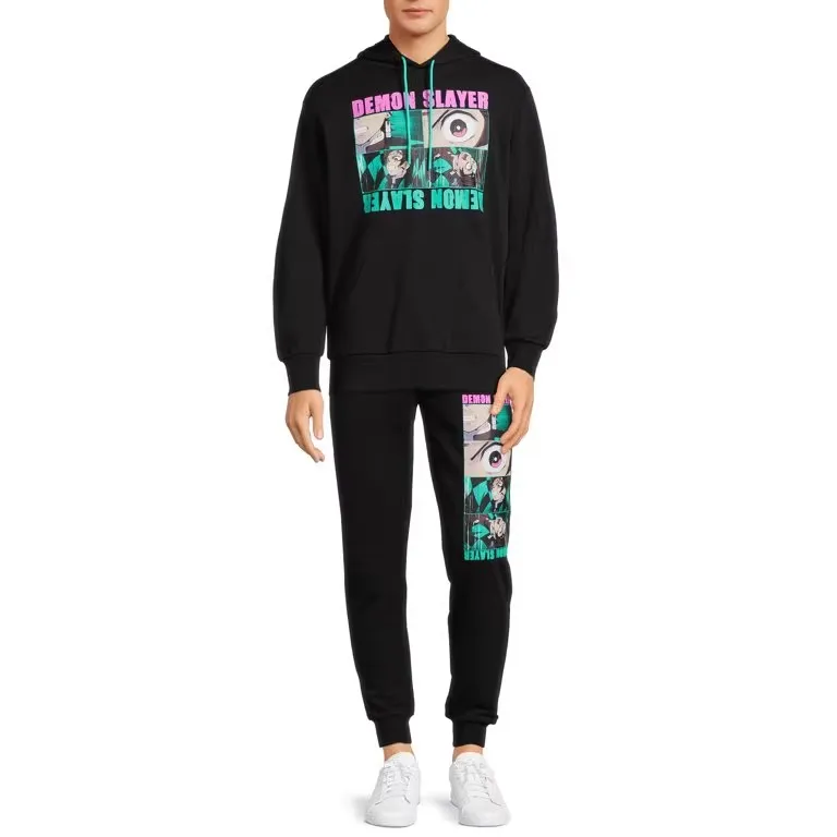 

ex Fce Lined Casual Pants with Dstring Couple Sle Cartoon Print Sweatpants Loose Fit Long Cotton Autumn Wear