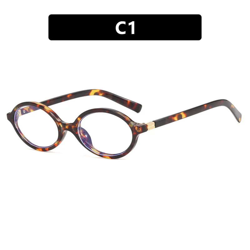 Vintage Oval Sunglasses Women Luxury Brand Designer Small  Anti Blue Light Glasses Retro Fashion Men Leopard Eyegalsses view 5