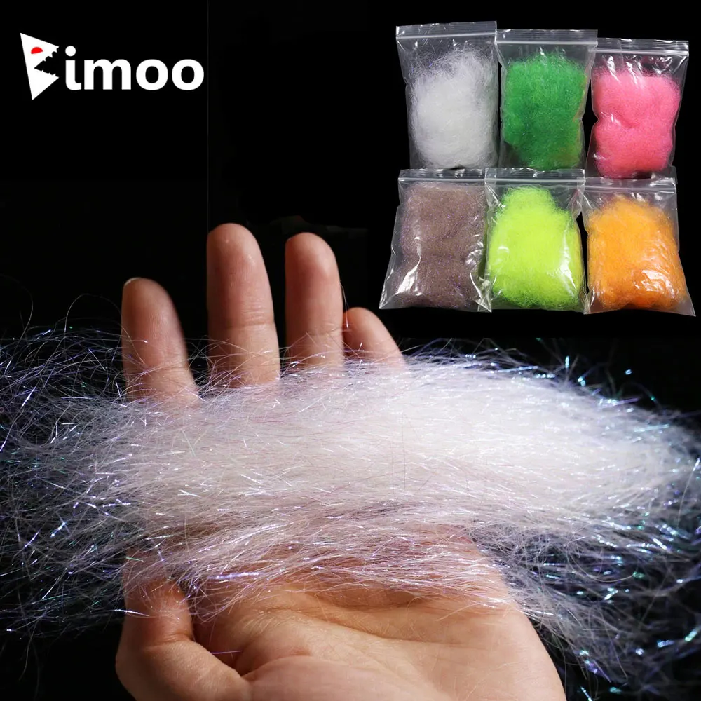 Bimoo 1/2 torba 8cm/3,15 "długie lodowe podwójne włókna syntetyczne przynęta Streamer Flash cienkie lodowe skrzydło słonowodne materiał do wiązania much