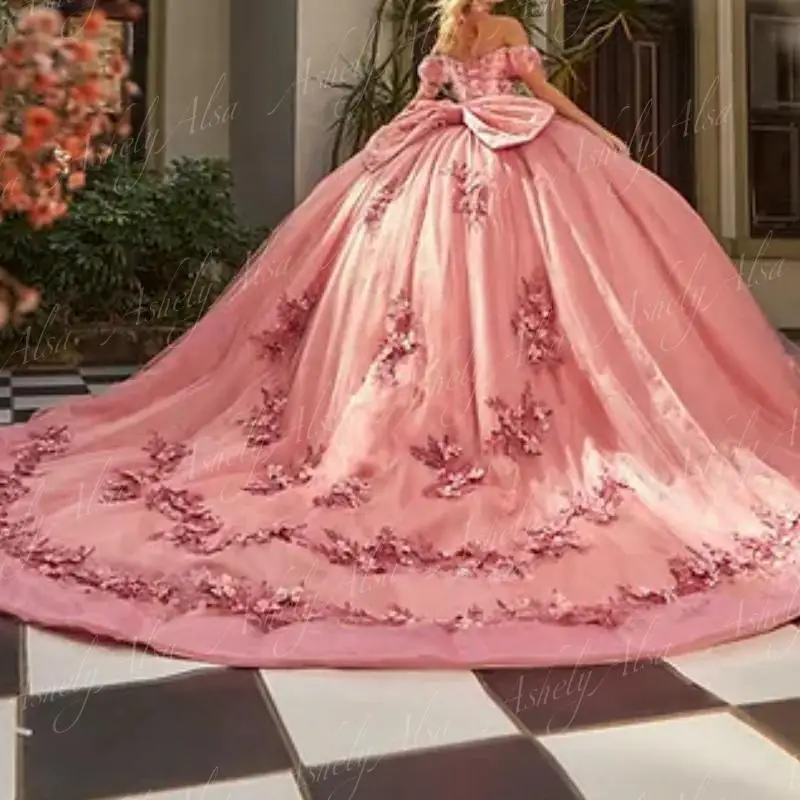 Customized Elegant Luxury Prom Dresses 2025 Off Shoulder Flower Ball Gown Women Birthday Party  vestidos de 15 quinceañera 2024