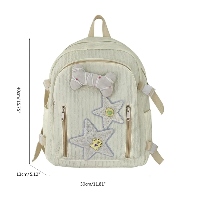 Daypack พร้อมกระเป๋านักเรียนตกแต่ง Bone Star น่ารักสำหรับ Rucksack เด็กผู้หญิง