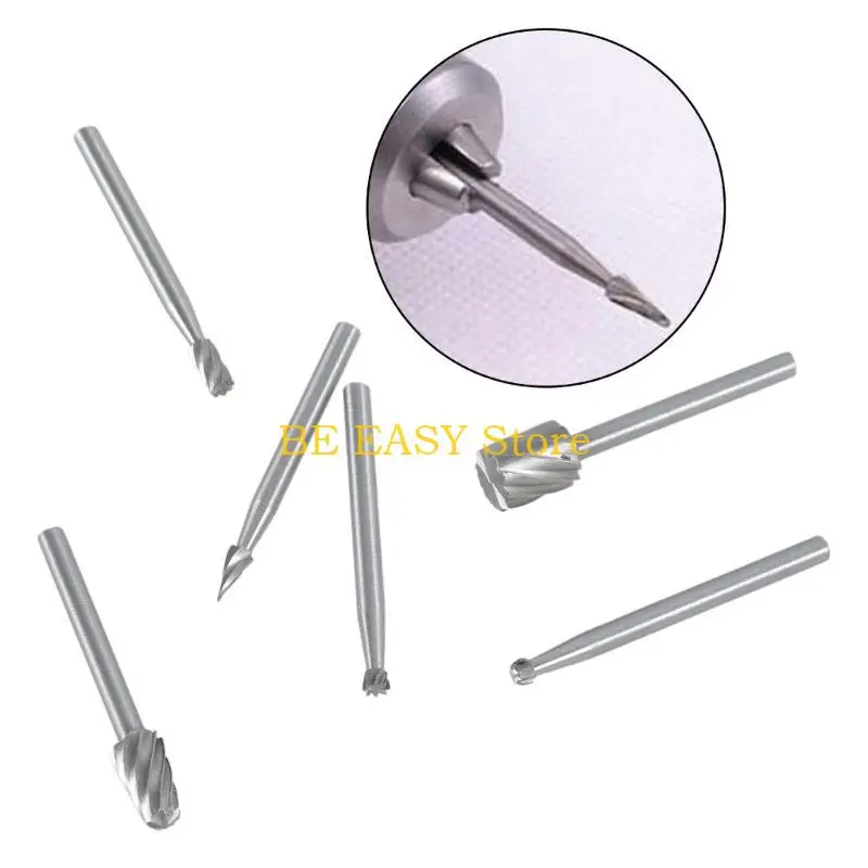 E28F 6pcs HSS Routing Router Grinding Bits Bit untuk Alat Rotary Untuk Mini Baru