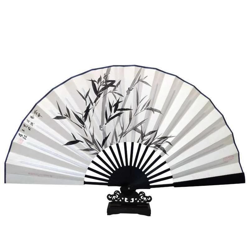 

Hangzhou fan imitation ebony hand-painted rice paper calligraphy and painting fan