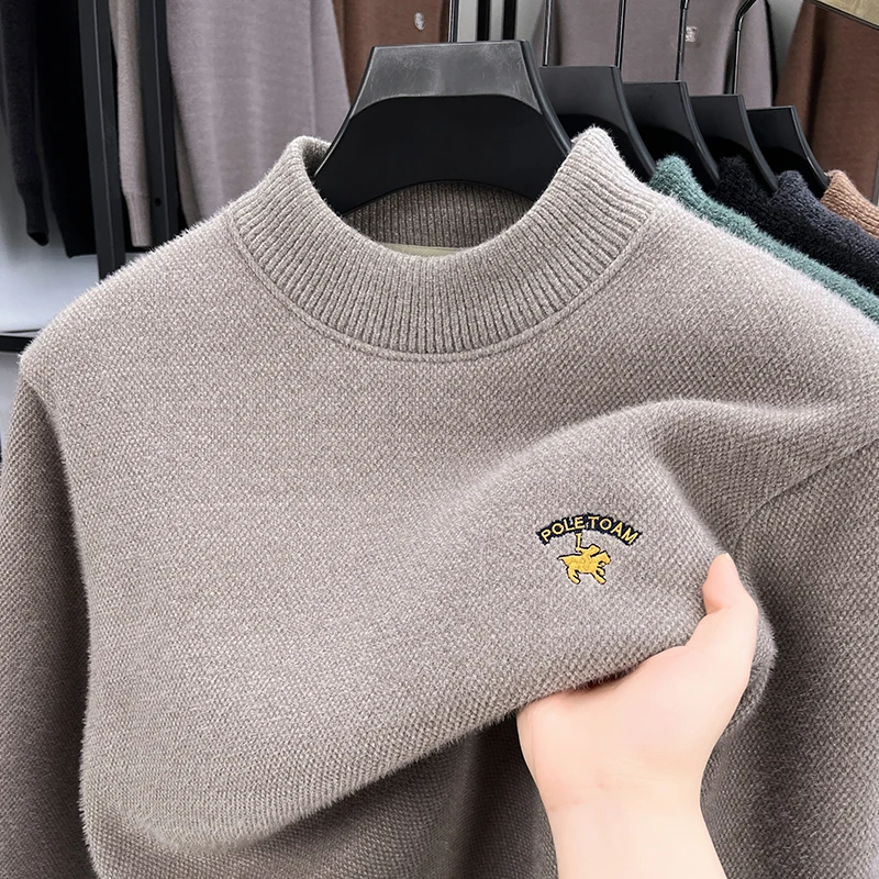 

High end brand pony letter embroidered sweater comfort knitting fashion luxury pullover casual round neck new Paul men's wear