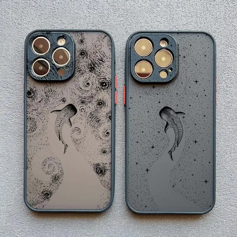 Ocean Animal Cute Dolphin Sea Turtle Painting Phone Case For iPhone 16 15 14 11 12 13 Pro Max Mini 7 8 Plus SE X XR XS Cover