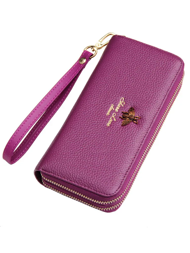 Double Zip Wallet Female Long Genuine Leather New Cowhide Wallet Large Capacity Mobile Phone Bag Women's Handbag
