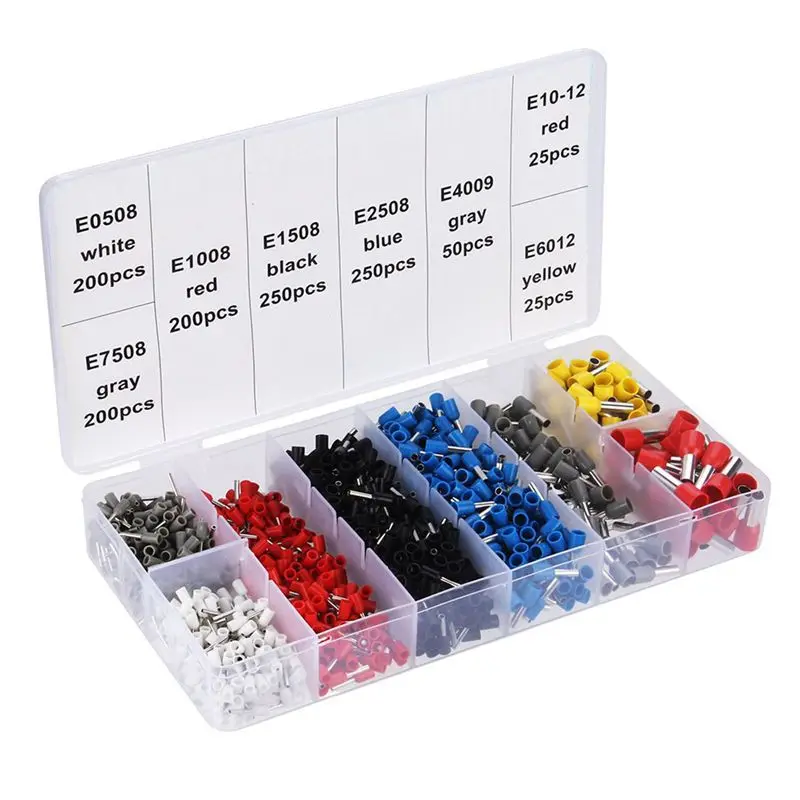 AEE3-Wire Ferrules Connector Terminals Kit 1200PCS Assortment Ferrule Wire Connector Kit Insulated Cord Pin End