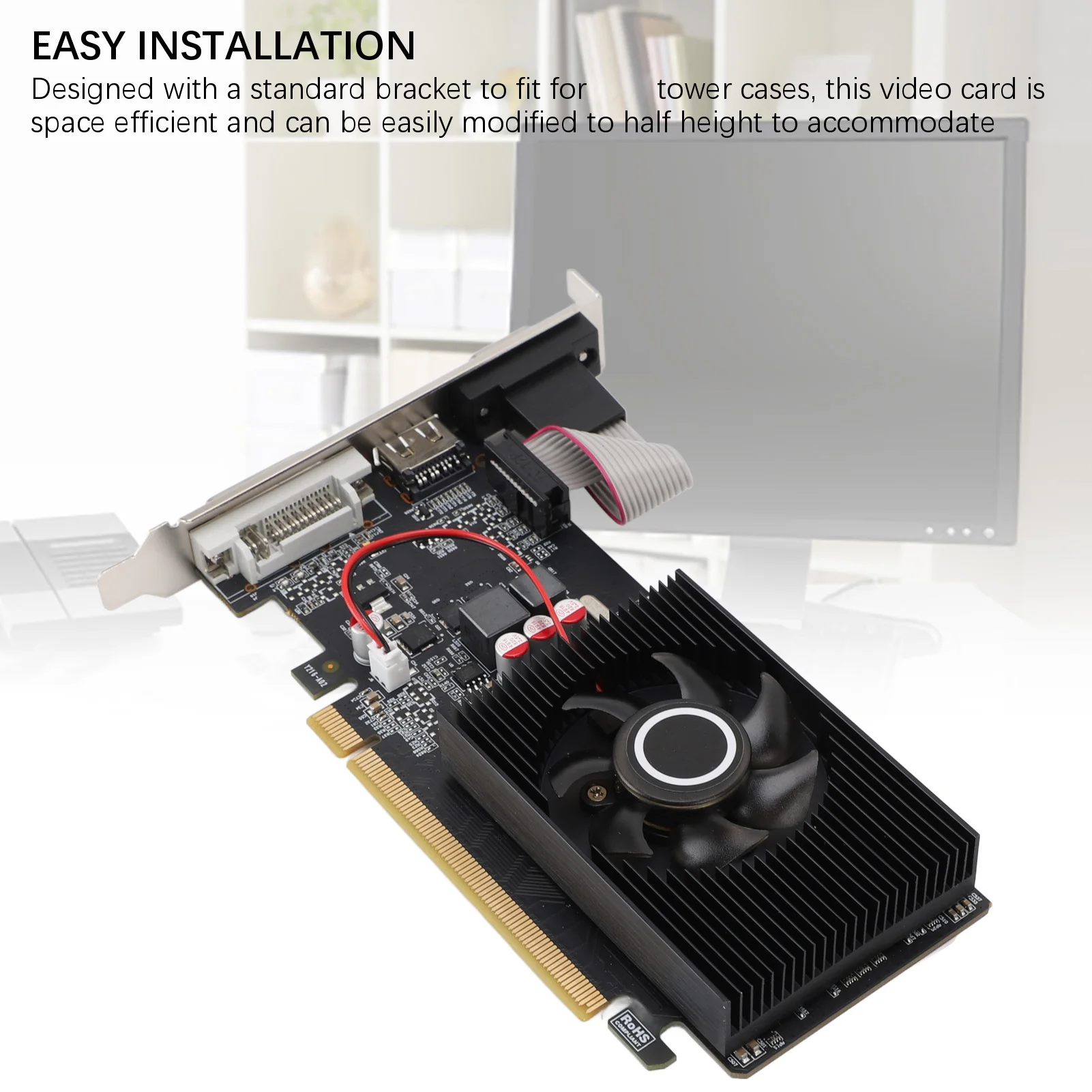 بطاقة رسومات الفيديو أجهزة الكمبيوتر المكتبية بطاقة الرسومات 1 جيجابايت DDR3 128bit PCI Express 2.0X16 DVI VGA HD واجهة الوسائط المتعددة