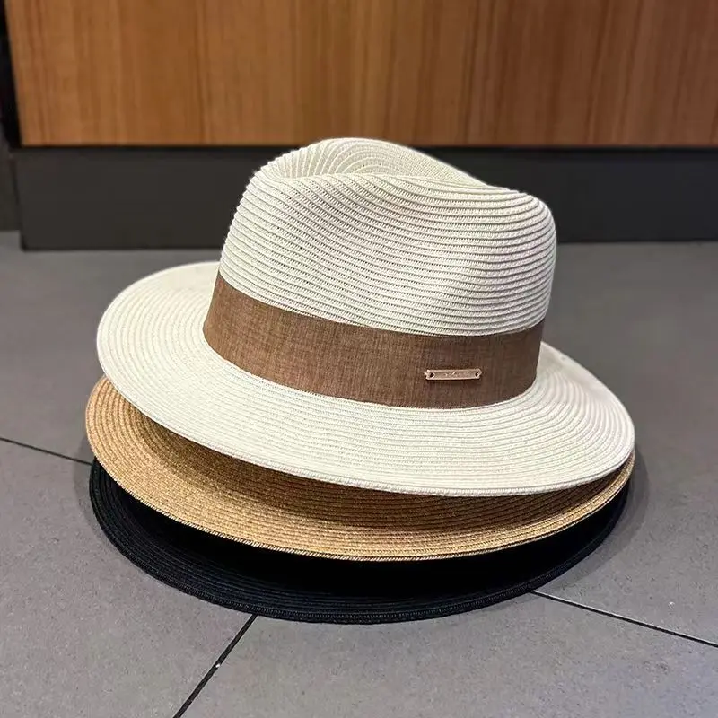 Summer Women Straw Hats Sun Visor Cap Leisure Elegant Panama Hat For Men Gentleman Formal Hat Manattend  Party Quality Hat Gifts