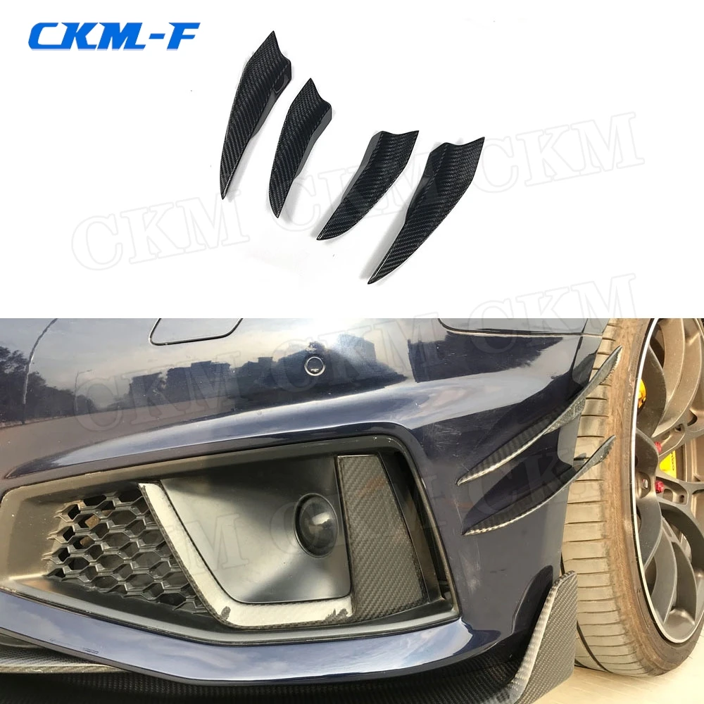 

Dry Carbon Fiber For Audi A4 Sline Sport S4 Sedan B10 2019 2020 FRP Canards Splitters Front Bumper Side Fins Air Trims Spoiler