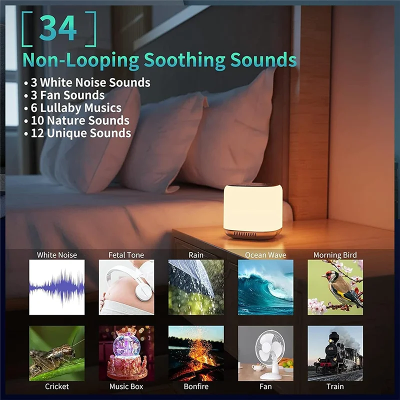 HGFLE-White Noise Machine With 7 Color Night Light And 34 Sleep Aid Sounds For Soothing Emotions,Promoting Sleep,Sound Machine