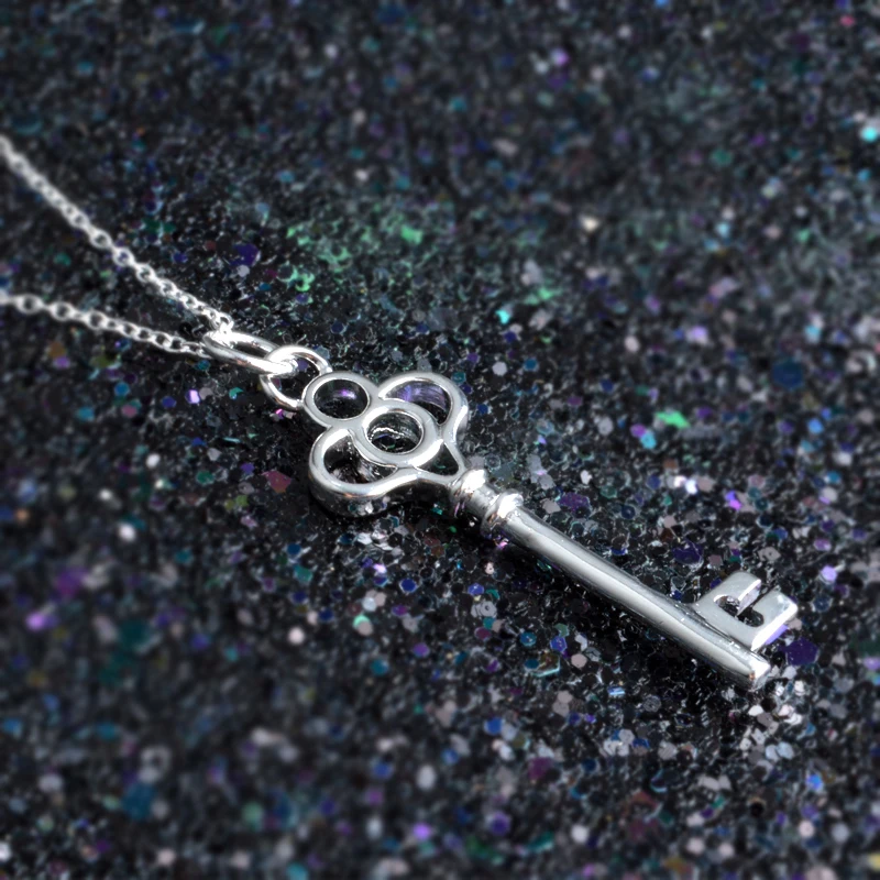 

Real 925 Sterling Silver Pendant & Necklace Simple Key Design Fashion Party Jewelry For Women Special Birthday Gifts