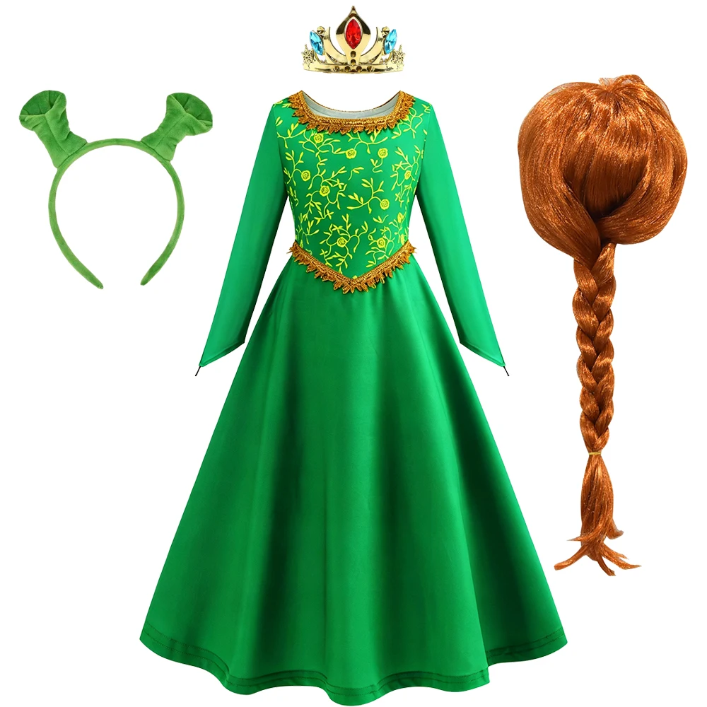 Fiona Kostüm Kinder Grünes Prinzessinnenkleid Teenager Halloween Kostüme Langes Kleid Geburtstagsparty Verkleidung – Detail 7