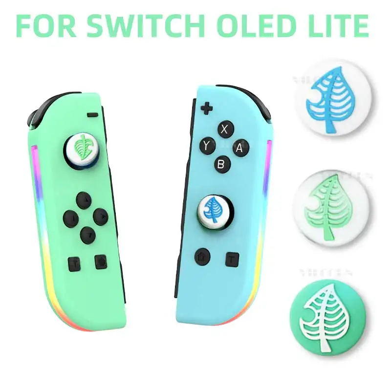 Blattförmige Daumengriffkappen für Nintendo Switch Joycons, Daumengriff-Joystickkappen für Switch OLED Lite, Silikonhülle für den analogen Stick.