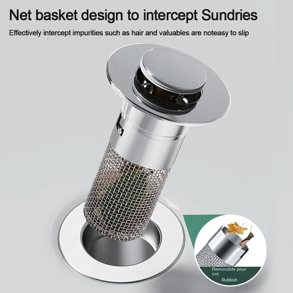 Kitchen Sink Drain Strainer Sink Stopper Bath Plug Pop-Up Bounce Core Basin Drain Filter Hair Catcher Universal