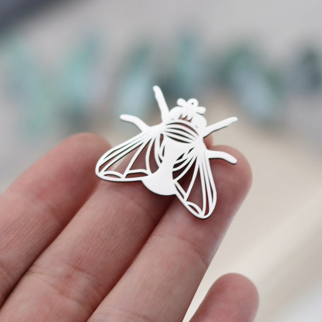 3pcs Summer Cicada Insect Charms Stainless Steel Pendant Fit Earrings Women Necklace Jewelry Making Craft Metal diy Accessories