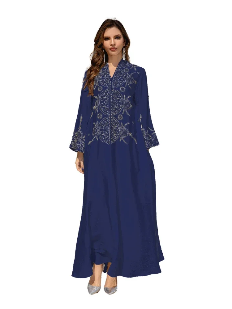 Eid Muslim Party Dress for Women Jalabiya Abaya Ramadan Long Dresses Abayas Woman Embroidery Kimono Robe Caftan Vestidos 2024