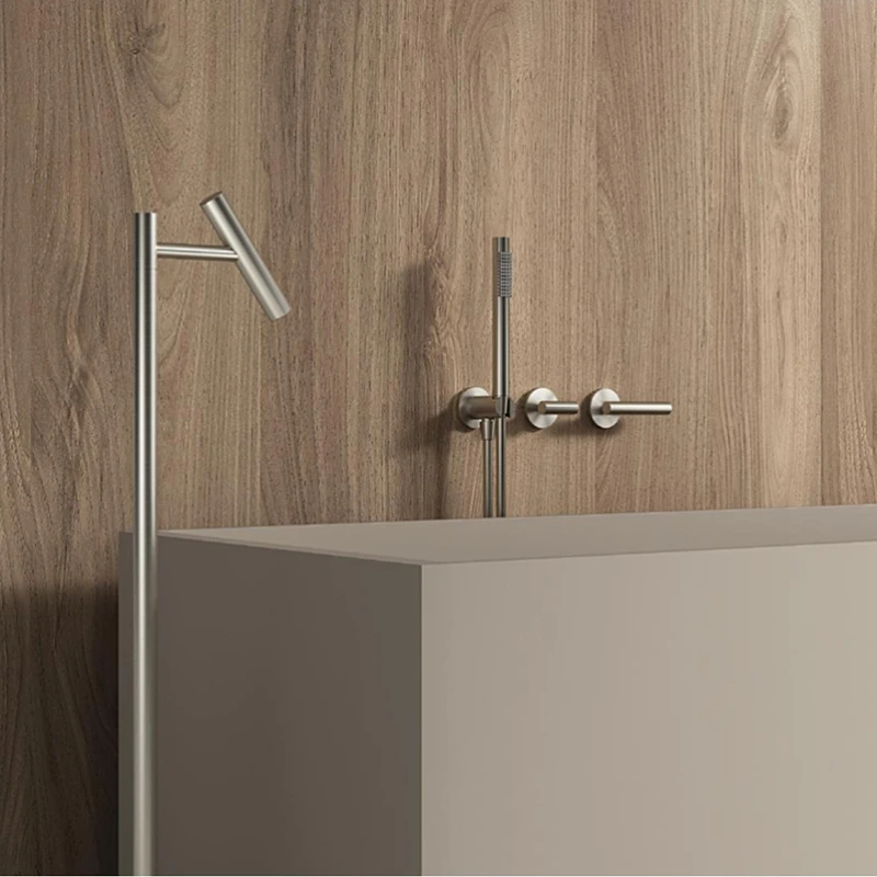 Concealed wall basin faucet Concealed shower set Brushed silver split bathtub floor faucet