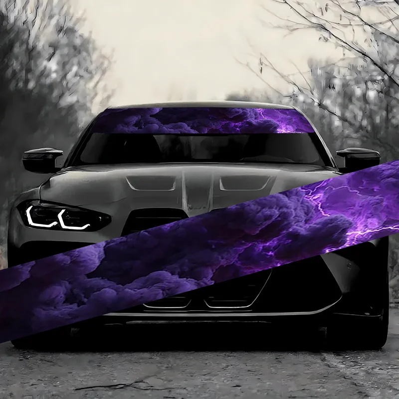 

1Pc, purple lightning cloud car windshield sticker, durable weather-resistant self-adhesive auto parts, vinyl sticker, suitable