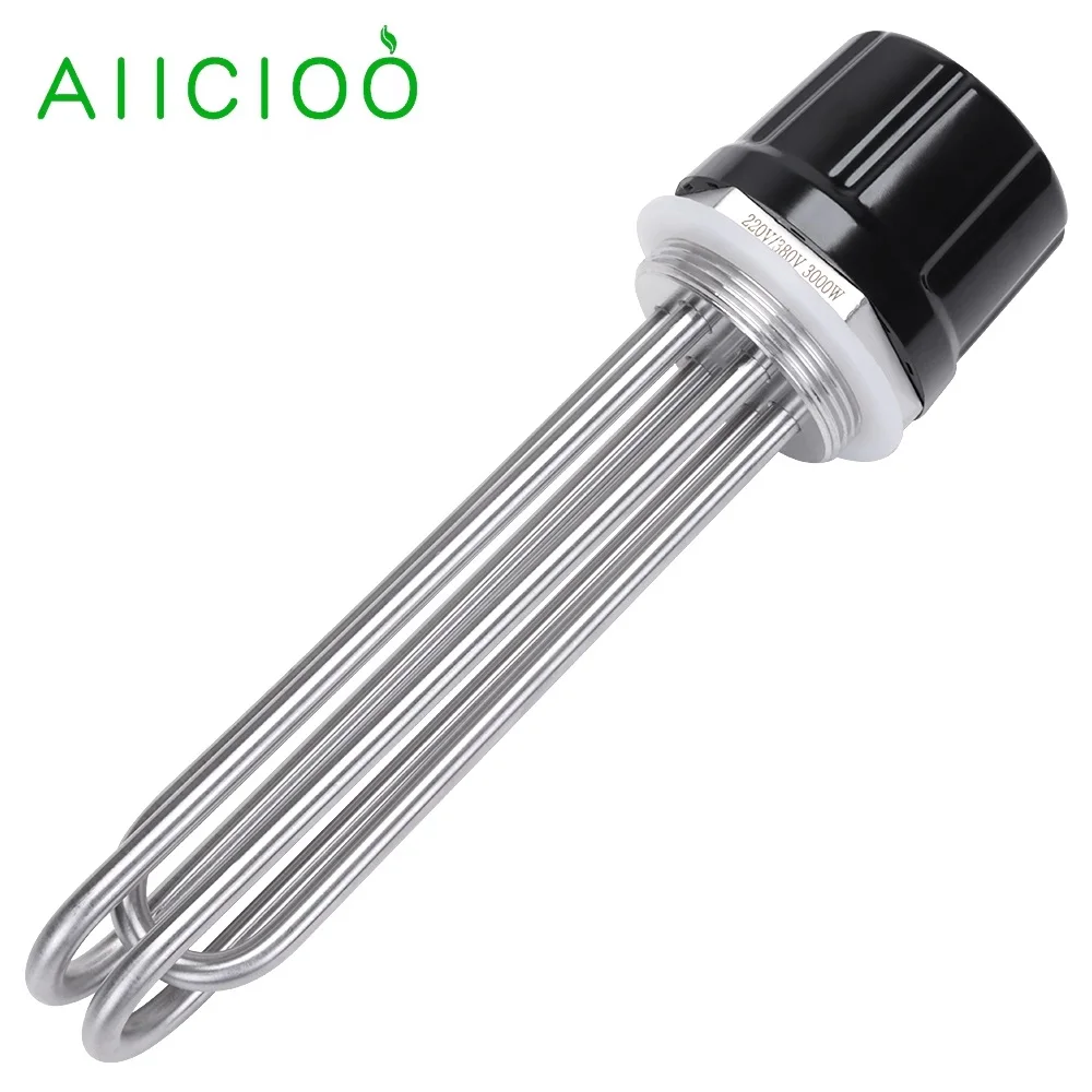 

AIICIOO DN50 Tubular Electric Water Heater 2"BSP(58mm) Water Tank Immersion Heating Element 220v/380v 3/4.5/6kw/9kw/12kw SUS304