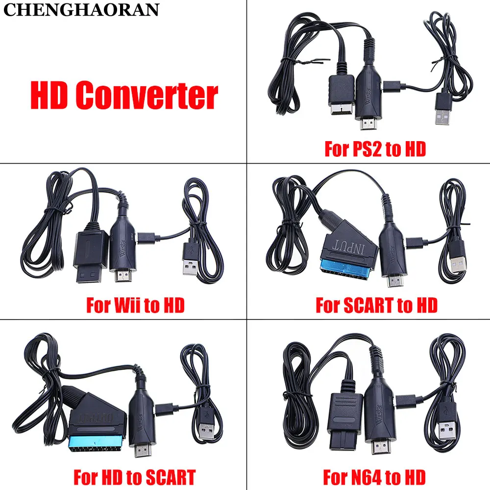 Для PS1 PS2 WII N64 Scart в HDMI-совместимый преобразователь Кабель HD Link 720P/1080P Выход Для HD TV DVD ПК DCD 1M