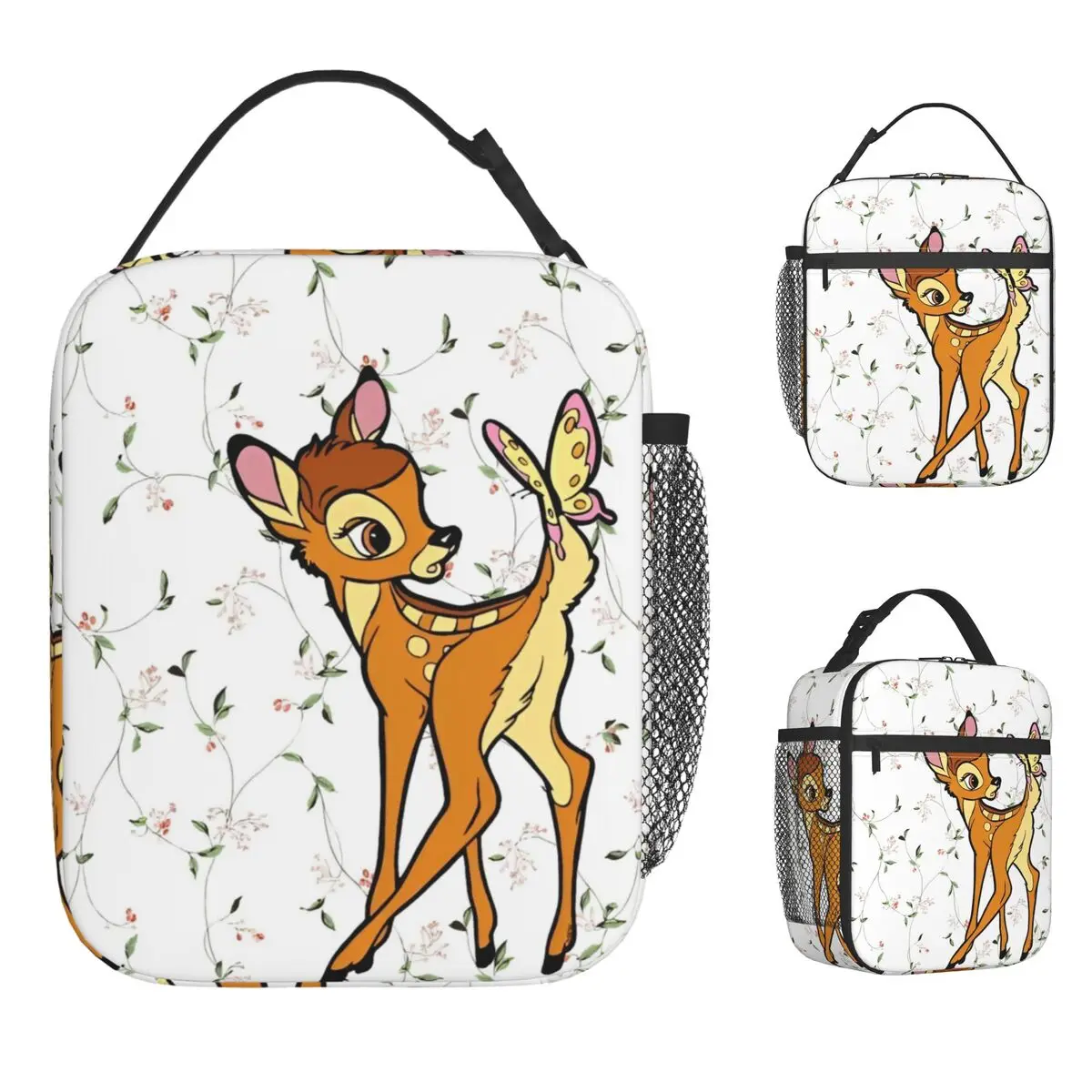 

Bambi Cartoon Deer Insulated Lunch Bags Cooler Bag Reusable Meal Container Large Tote Lunch Box for Men Women Office Travel
