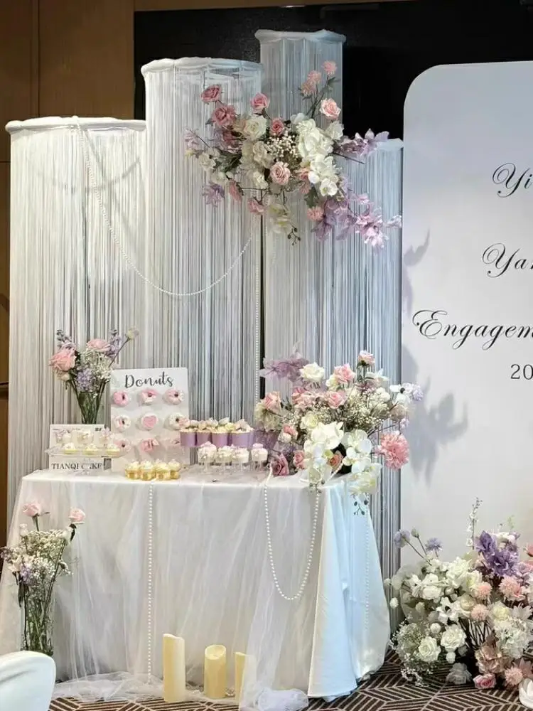 Hochzeitsbühnen-Hintergrundvorhang-Gestell, Outdoor-Rasen-Blumenbogen-Rahmen, Drahtvorhang-Kreisring, Ausziehbarer Metallständer – Detail 11