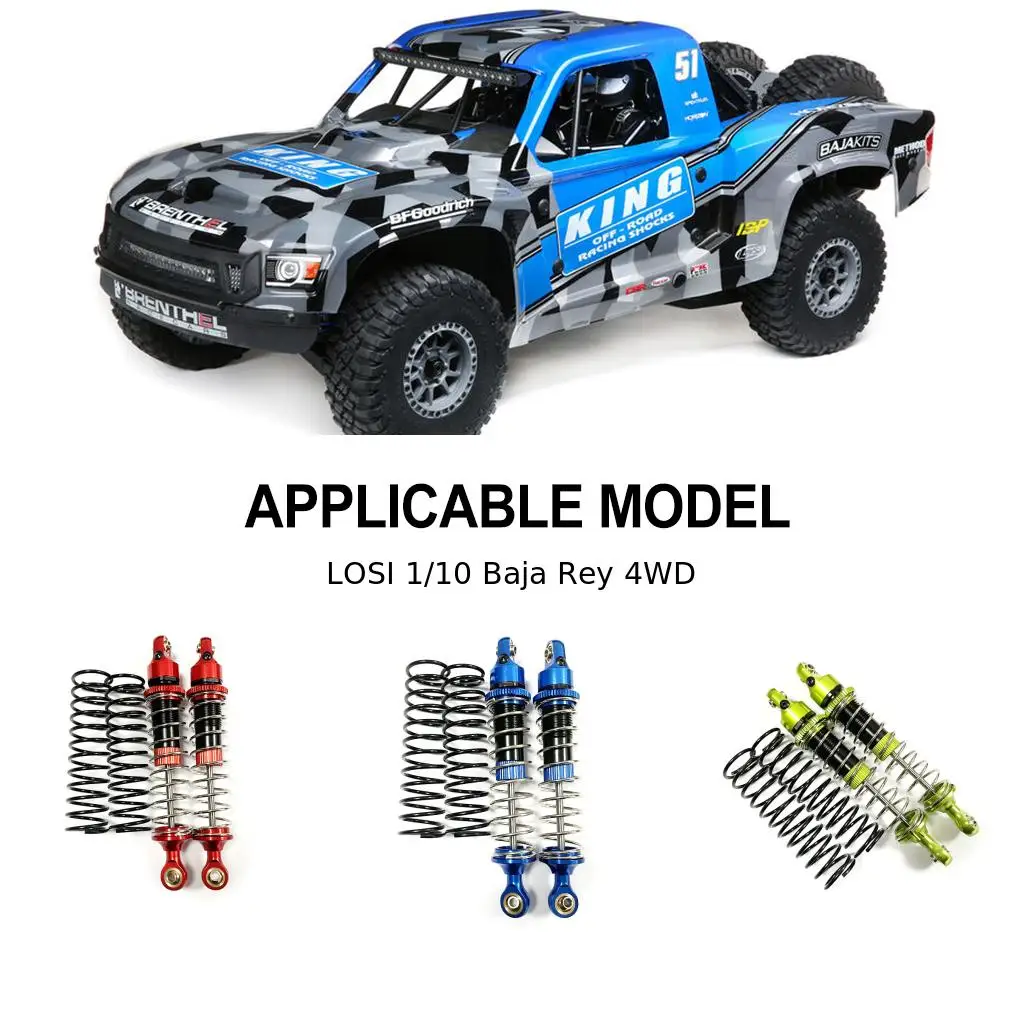 RCGOFOLLOW 2pcs Aluminum Alloy Wear-resistant Front Rear Shock Absorber For 1/10 Rc Front Rear Shock Absorber LOSI Baja