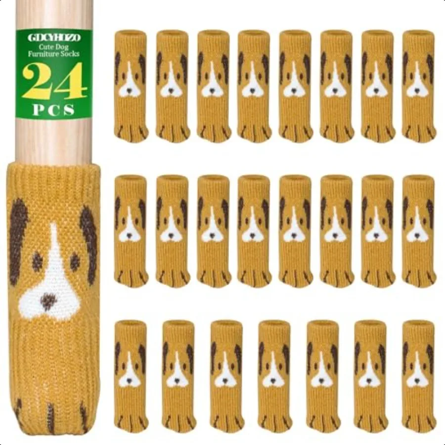 

24 шт., носки для ножек стула с милой собакой. Носки для мебели, нескользящие шумопоглощающие носки для ножек стула и стола, защитные накладки на деревянный пол для I