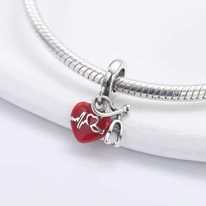 ممرضة سماعة طبية قلادة سحر الخرز للنساء، 925 فضة إسترليني، أصلي، يصلح لسوار باندورا, مجوهرات DIY, جديد أعلى 10 مبيعات زخرفة سماعة الطبيب - No3