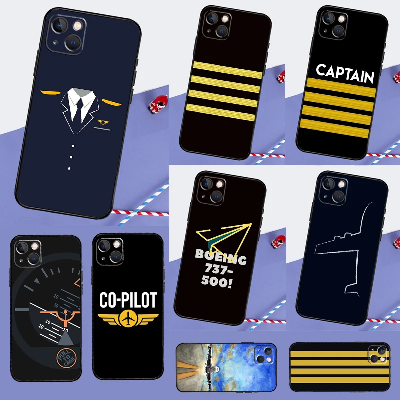 Airplane Pilot Epaulette Phone Case For iPhone 16 15 11 12 13 14 Pro Max Mini XS XR X 7 8 Plus Soft TPU Cover